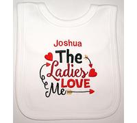 Baby Boys Personalised The Ladies Love Me Valentines Bib