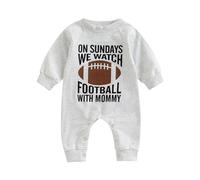 Baby Boys Personalized Cotton Jumpsuits Long Sleeve Soft Fall Winter Romper Clothes Cute Letter Print Infant Newborn Lightweight Soft One Piece Bodysuits (Coffee, 3-6 Months)