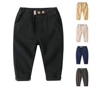Baby Boys Toddler School Uniform Jogger Pants Elastic Waist Trousers with Pocket Solid Color Chino Pants Work Pants Girl Sweatpants (Black, 12-18 Months)