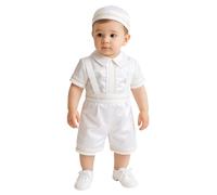 Baby Boys White Christening Set 3-Piece Baptism Outfit with Cap Age 0-6 Months