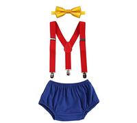 Baby Boys Wild One 1st 2nd Birthday Cake Smash Party Clothes Formal Gentleman Suit Toddler Braces Bowtie Diaper Suspender 3PCS Outfit Set for Photography Party Shorts Wedding Carnival 0-24 Months
