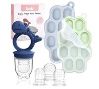 Baby Breastmilk Popsicle Molds with Baby Fruit Feeder Pacifier - btrfe Baby Silicone Nibble Freezer Tray Food Storage Containers for Toddler Teething & Infant Self Feeding,Blue