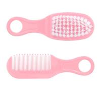 Baby Brush and Comb Set for Newborn and Infant Massage | Pink Plastic Kit, Circular Teeth, Anti Static Finish, Gentle Care for Tiny Heads