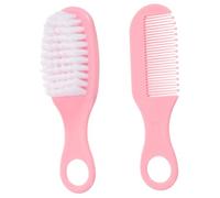 Baby Brush and Comb Set for Newborn Infants Pink Plastic Massage Kit