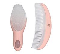 Baby Brush Comb Set Cute Pink Soft Round Tooth Design Portable Lightweight Massage Tools for Infant Newborns TPE PP Nylon Material Compact Size