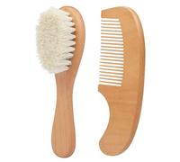 Baby Brush & Comb Set, Natural Wooden Baby Hair Brush and Comb Hair Care Massage Grooming Tool for Newborns, Infant, Toddler, Kids Brown