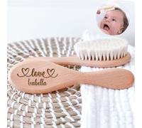 Baby Brushes for Hair,Personalized Baby Hair Brush Custom Name,Wooden Newborn Hair Brush Comb Brush Birth/Baptism/Birthday Baby Shower Gifts