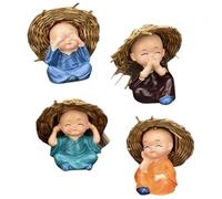 Baby Buddha,4pcs Baby Buddha Statue | Resin, 2 Inch | Buddha Monk Statue For Car Dashboard Decoration, Office, Table, Shelves, Home, Living Room, Buddha Decor