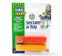 Baby Buddy Secure-a-Toy, Adjustable Pacifier and Teether Strap for Stroller, Highchair, and Car Seat, Orange Gold, 2 Pack