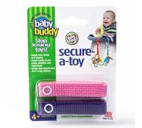 Baby Buddy Secure-a-Toy, Adjustable Pacifier and Teether Strap for Stroller, Highchair, and Car Seat, Pink Purple, 2 Pack