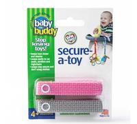 Baby Buddy Secure-a-Toy, Adjustable Pacifier and Teether Strap for Stroller, Highchair, and Car Seat, Pink Gray, 2 Pack - Made in USA