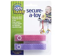 Baby Buddy Secure-a-Toy, Adjustable Pacifier and Teether Strap for Stroller, Highchair, and Car Seat, Pink Lilac, 2 Pack