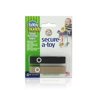 Baby Buddy Secure-A-Toy, Safety Strap Secures Toys, Teether, or Pacifier to Stroller, Highchair, Car Seat, Black-Tan