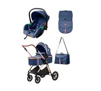 Baby Buggy Pram Pushchair Stroller 3 in 1 Child Lightweight Folding Stroller 3 in 1 Travel System Pram for Newborns & Toddlers from Birth Aluminum (Blue)