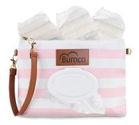 Baby Bumco Diaper Clutch Bag - Water Resistant; Lightweight; Refillable Wipes Dispenser; Portable Changing Kit (Pretty Pink)