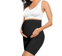 “Baby Bump” Premium Maternity Shapewear, High Waisted Mid-Thigh Pregnancy Underwear Prevent Chaffing Soft Adominal Support, Black, XXL