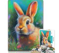 Baby Bunny in The Flowers 1000 Piece Jigsaw Puzzles for Teenagers Gifts,Stress Reliever Difficult Challenge Enhance Love between Couples (75x50cm)