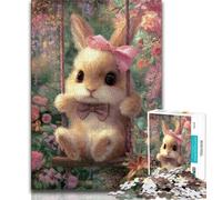 Baby Bunny on The Swing Puzzles 1000 Pieces for Adults,Help The Brain Exercise Addictive Toys to Cultivate Patience Unique Challenge Game (38x26cm)