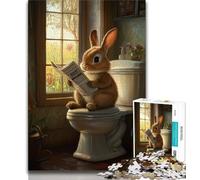 Baby Bunny on Toilet 1000 Piece Jigsaw Puzzles for Adults Gifts,Decompressing Intellectual Educational Toy Perfect Decoration (50x75cm)