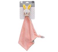 Baby Bunny Organic Cotton Blankie Soft Pink Grey Square 41cm