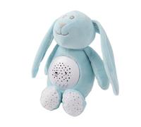 Baby Bunny Plush Doll with Star Projector Night Light, White Noise, Soothing Music, Blue