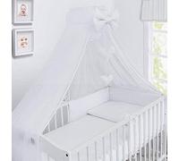BABY CANOPY DRAPE MOSQUITO NET WITH HOLDER TO FIT COT & COT BED (WHITE)