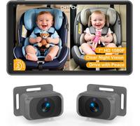 Baby Car Camera for 2 Kids - 7 Inch Split Screen, Dual HD 1080P Cameras, Night Vision, 360° Rotation, Easy Install Rear Camera for Safety and Convenience