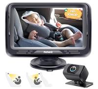 Baby Car Camera HD 1080P Baby Car Mirror 5 Mins Easy Installation Crystal Night Vision Infant Travel Safety Kit Rohent N06, Black, 4.3 Inch Screen