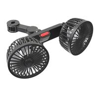 Baby Car Fan, Car Rear Seat Fan - Rotation Three Hundred and Sixty Degrees Double Head Three Adjustable Speeds Cooling Fan for Camping Golf Cart