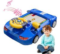 Baby Car Racing Toy Steering Wheel with Music Sound Driving Simulator Interactive Battery Powered for 3+ Boys Girls Blue