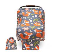 Baby Car Seat and Nursing Cover Up for Breastfeeding Moms | Multi-use 5-in-1, Breathable, Soft, Stretchy, Washable, Universal Fit | Cute Unisex Woodland Fox Pattern