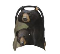 Baby Car Seat Canopy Cover for Mom, Soft Breathable Nursing Breastfeeding Covers Multi Use Stroller Sun Shade Newborn Shower Gift，Black Bear Mother and Cub