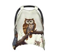 Baby Car Seat Canopy Cover for Mom, Soft Breathable Nursing Breastfeeding Covers Multi Use Stroller Sun Shade Newborn Shower Gift，Owls On A Branch