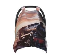Baby Car Seat Canopy Cover for Mom, Soft Breathable Nursing Breastfeeding Covers Multi Use Stroller Sun Shade Newborn Shower Gift，Steam Train Depart Sunset