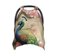 Baby Car Seat Canopy Cover for Mom, Soft Breathable Nursing Breastfeeding Covers Multi Use Stroller Sun Shade Newborn Shower Gift，Oriental Peacock On Flower Tree