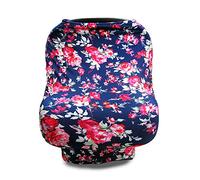 Baby Car Seat Cover Canopy and Nursing Cover, Fansu Breastfeeding Cover Ups Multi Use Infant Stroller Canopy Privacy Cover Ultra-Soft and Breathable (Peony)