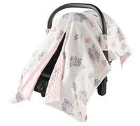 Baby Car Seat Cover Canopy for Infants Toddlers, Winter Minky Car Seat Protector with Peekaboo Opening, Adjustable Strap, Universal Stroller Blanket & Breastfeeding Nursing Cover (Love Elephant)