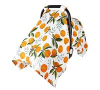 Baby Car Seat Cover Infant Carseat Canopy, Metplus Cotton Muslin Carrier Covers, Summer Stroller Canopie - Extra Wide Universal Fit, Lightweight Breathable Soft for Newborn Boy Girl (Oranges)