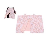 Baby Car Seat Cover, Opening Carseat Canopy Mom Nursing Breastfeeding Covers, Multiuse Blanket for Infant Carseat, Baby Carrier, Stroller(Pink Flowers)