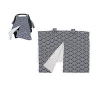 Baby Car Seat Cover, Opening Carseat Canopy Mom Nursing Breastfeeding Covers, Multiuse Blanket for Infant Carseat, Baby Carrier, Stroller(Black Waves)