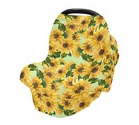 Baby Car Seat Cover Soft Stretchy Canopy and Nursing Cover Multi-Use Breastfeeding Cover Yellow Flowers Sunflower