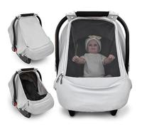 Baby Car Seat Cover,Sunproof Car Seat Canopy for Babies, Extra Large Mesh Window Baby Car Seat Sun Shade Cover,Infant Carseat Covers for Summer/Autumn Use(Gray)