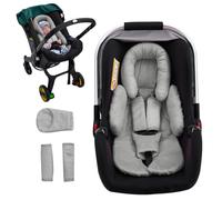 Baby Car Seat Head Support with Extra 3 Strap Covers, Thickened Carseat Head Support for Infant, Reversible Car Seat Insert for Newborn, Breathable Baby Car Seat Cushion with Filled Natural Cotton