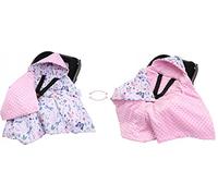 Baby Car Seat Hooded Blanket Double-sided Snuggle Swaddle Wrap Soft Cotton PINK/On the Meadow