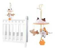 Baby Car Seat Toy, Musical Hanging Stroller Toy, Farm Animal Design, Soothing Colorful Plush with Rotating Umbrella Top for Travel, Shopping, Walks, Outings, 16.93x7.09 Inches