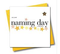 Baby Card, On your naming day with love, Embellished with a padded star