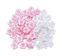 Baby Cardigan Buttons 100 PCS - 12 mm Flower Resin Sewing Buttons - Pink and White 2 Hole Buttons for Knitting Sewing and Crafting