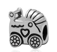 Baby Carriage Pram Car Charm, Fits Pandora First Mothers Day Bracelet, 925 Sterling Silver Baby Stroller Beads, Gifts for Grandma/Wife/New Mom/Son/Boy Girl/Daughter