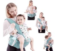 Baby Carrier 6-in-1 Ergonomic Baby Carrier Backpack with Hip Seat Adjustable Strap Pocket and Drool Bibs Comfort Mesh for 3-36 Months Baby 7-44 lbs Green