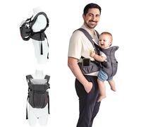 Baby Carrier Newborn to Toddler with Lumbar Support - Lightweight and Breathable Baby Carrier for 7.7-32.8 lb - Mesh Fabric Toddler Carrier with Inward & Outward Facing (Grey)